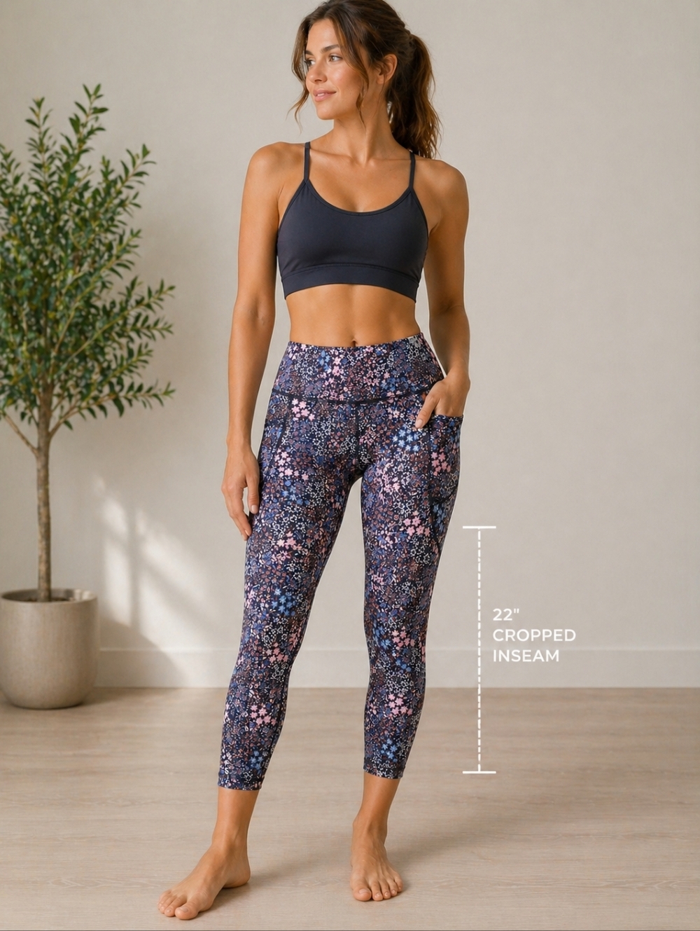 Danskin High-Waist Crop Leggings Floral Print
